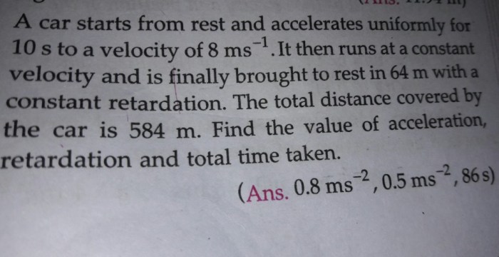 A motorboat accelerates uniformly from a velocity of 6.5